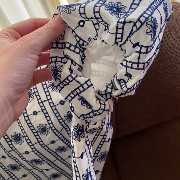 Zara Women’s Crop Top Blouse Navy Blue & White - Picture 8 of 11